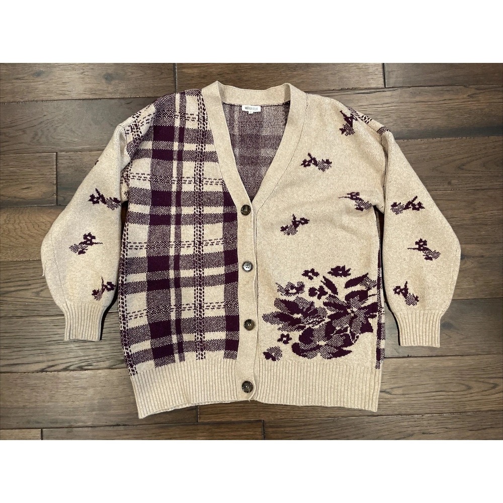 Margeaux & Ellie Size XL Floral Plaid‎ Button Up Cardigan